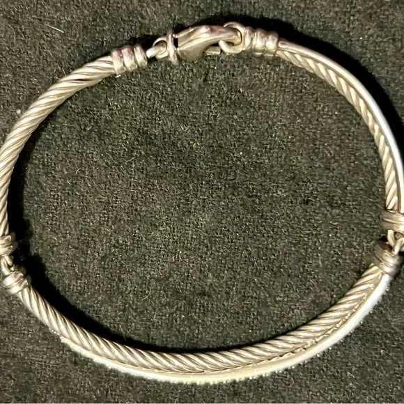 Authentic David Yurman Sterling Silver and Pave Diamond Crossover Bracelet - Picture 4 of 7